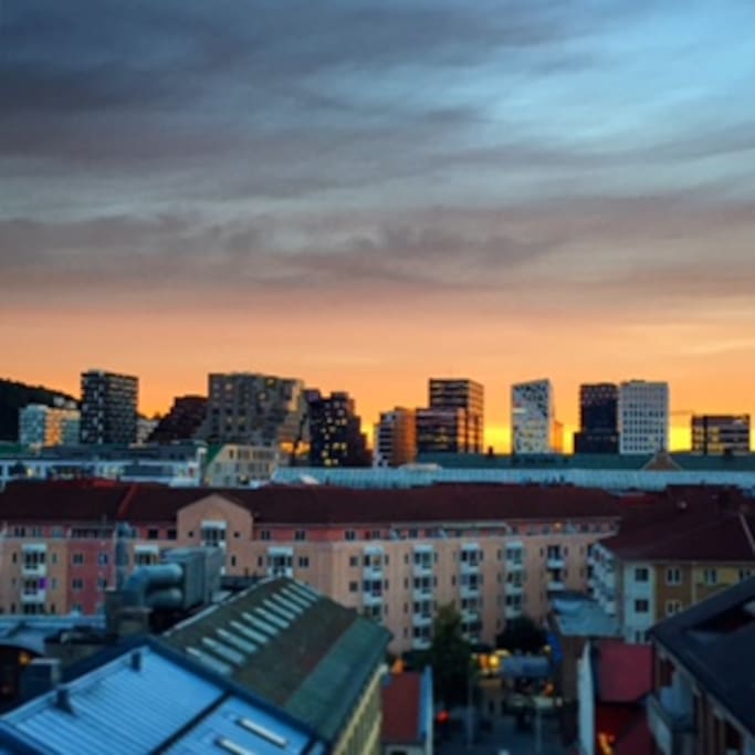 Fantastic view of Oslo skyline - Barcode - from the balcony