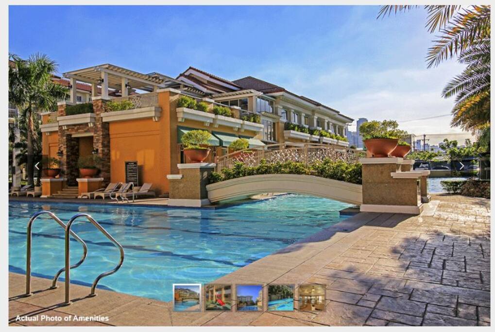 Pool with bridge