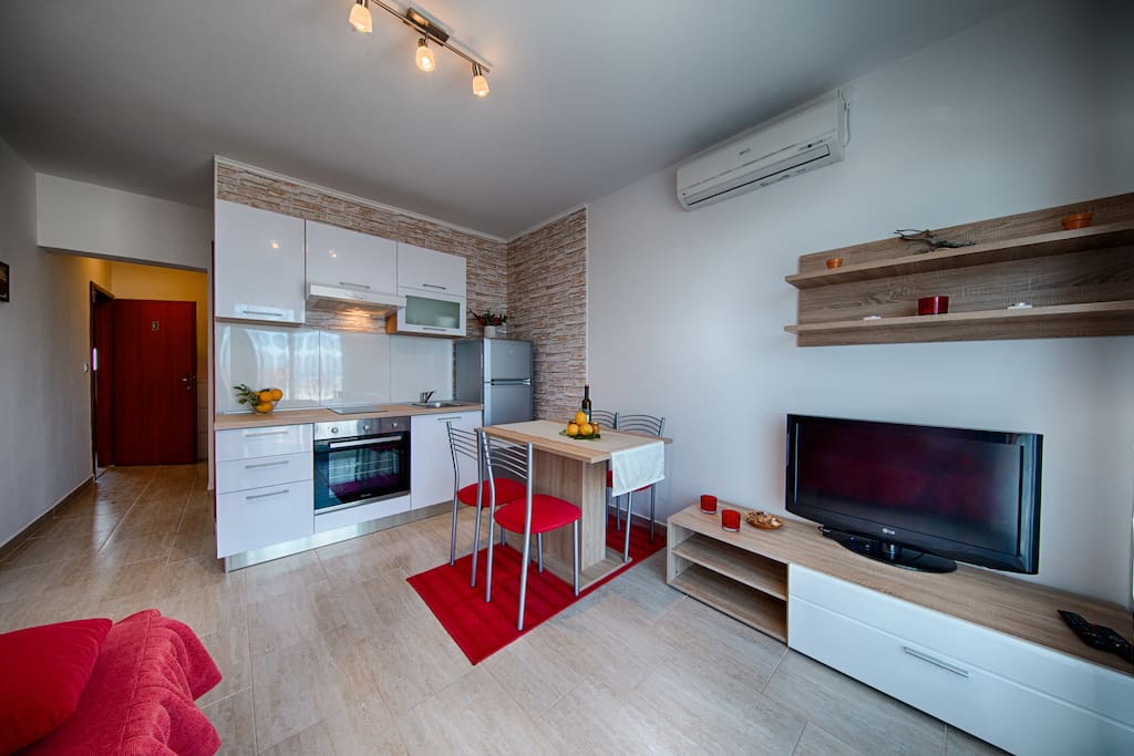 Kitchen with a living area