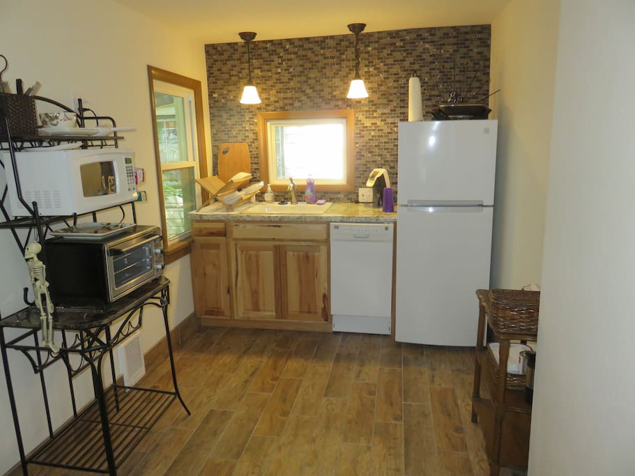 Kitchen area includes coffeemaker