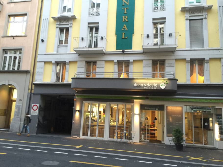 The nearest cafe is right downstairs