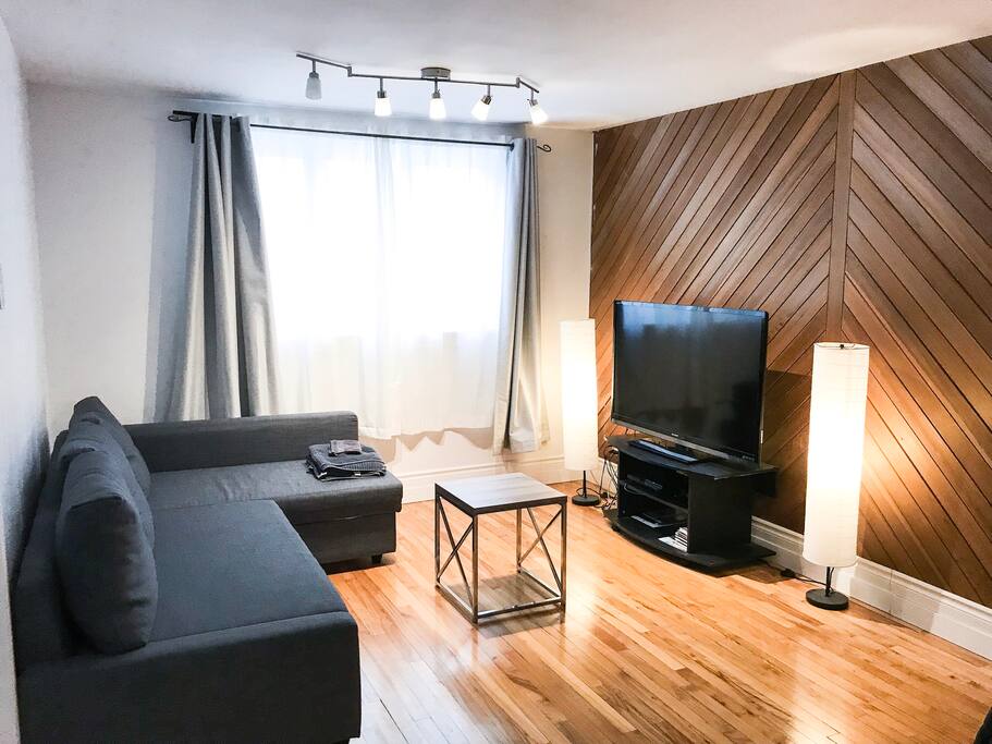 Salon : TV + Netflix, Divan-lit avec literie.