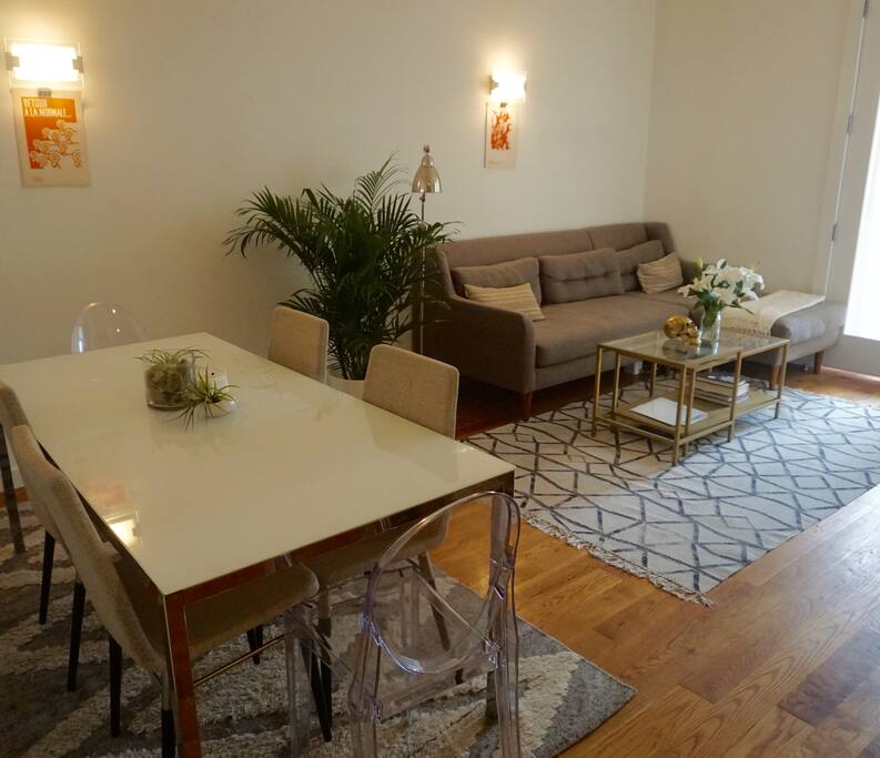 Living room/dining area from kitchen.
