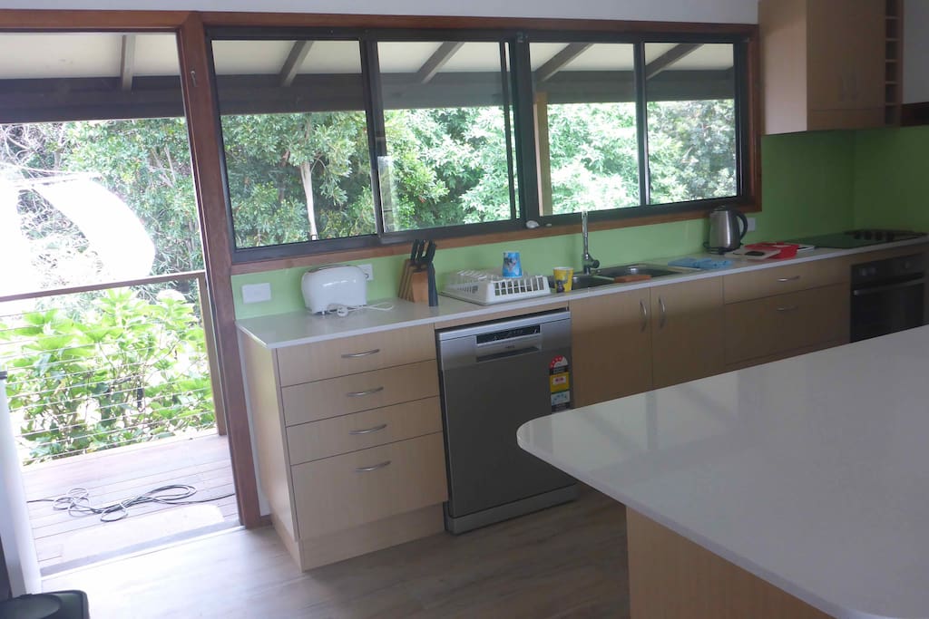 Kitchen and view into back garden