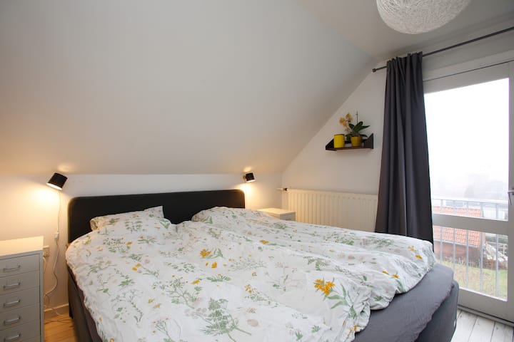 Bedroom on the 1st floor with French balcony (master bed room 1)