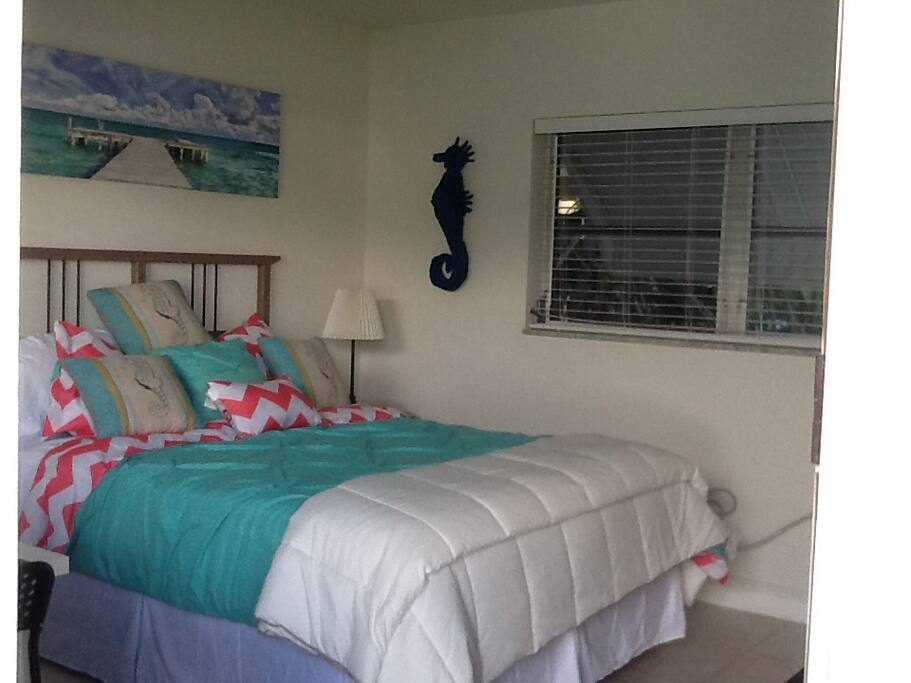 Queen size bed in unit