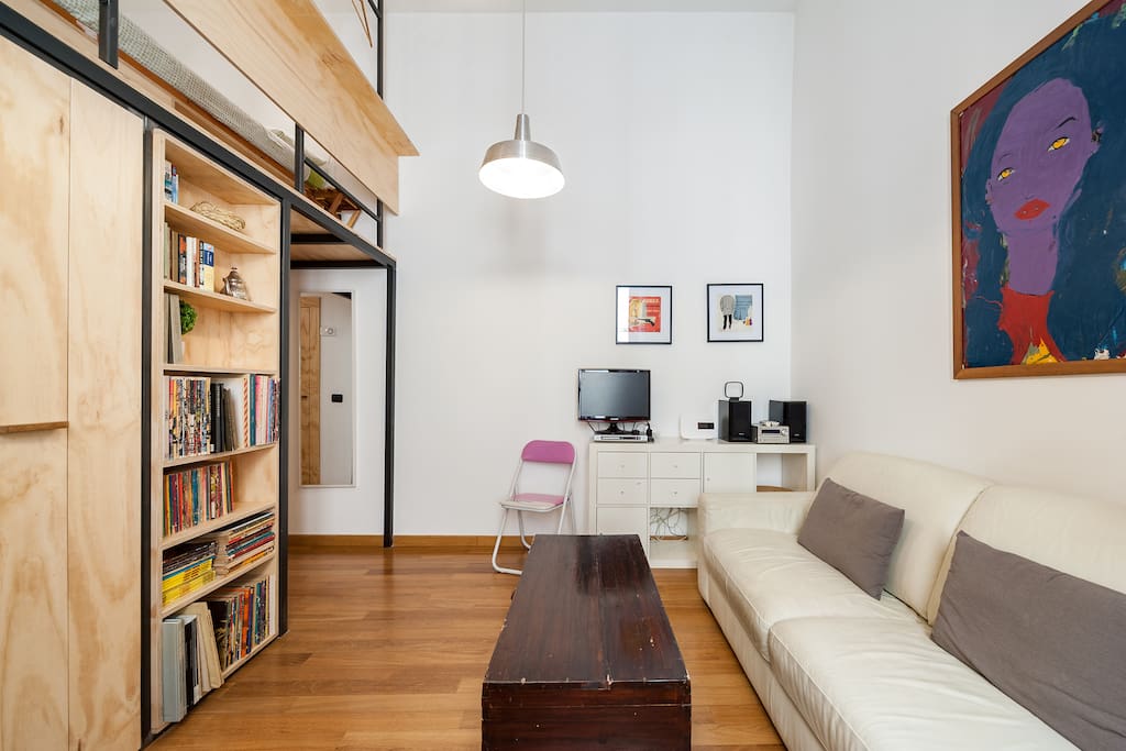 Living room: the side under the loft bed