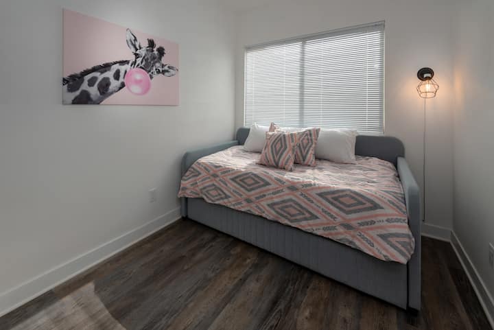 Downstairs bedroom with twin trundle beds