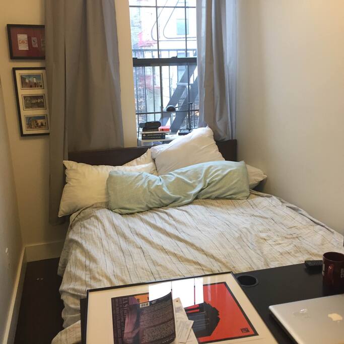 Very comfortable bed with natural sunlight