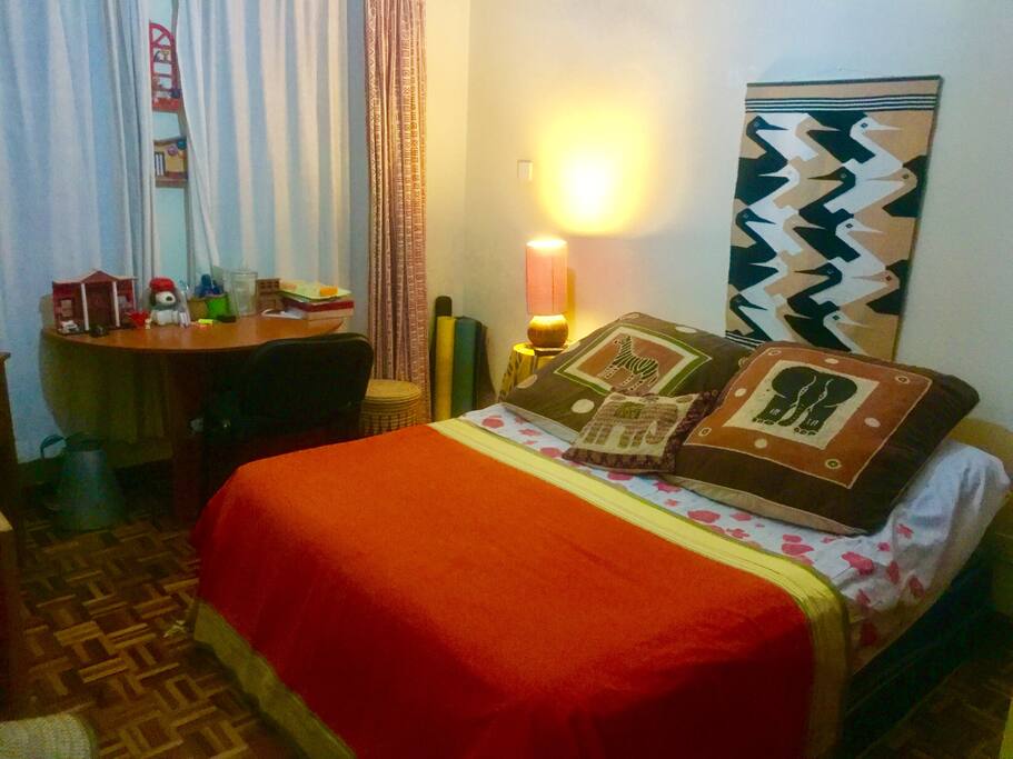 Super comfy bed with lots of space in the room