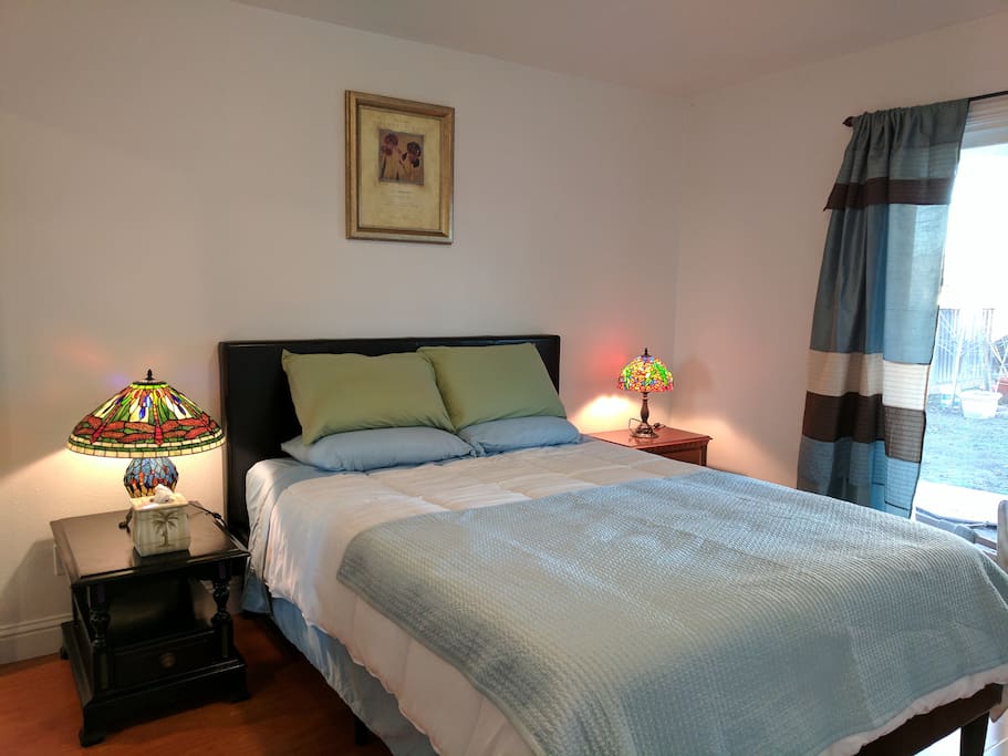 Queen bed in master bedroom