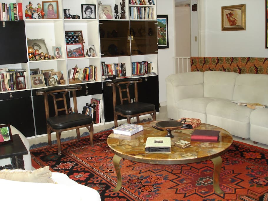 Living area with books and memories