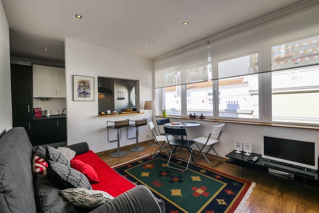 Living room and dining space