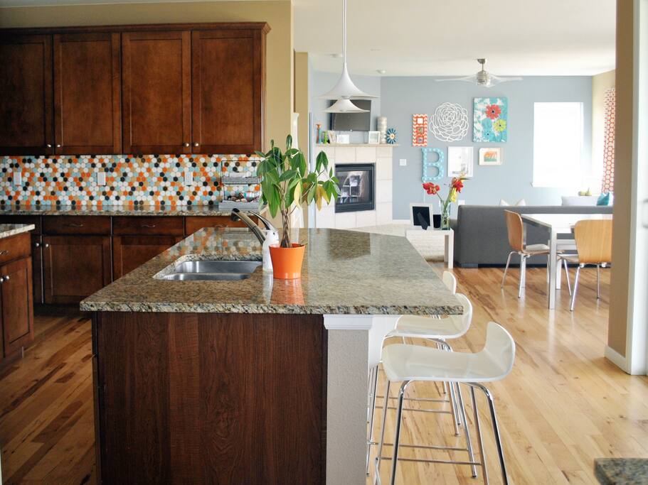 Kitchen with large island and double ovens