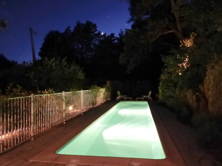 Magical pool under starry skies