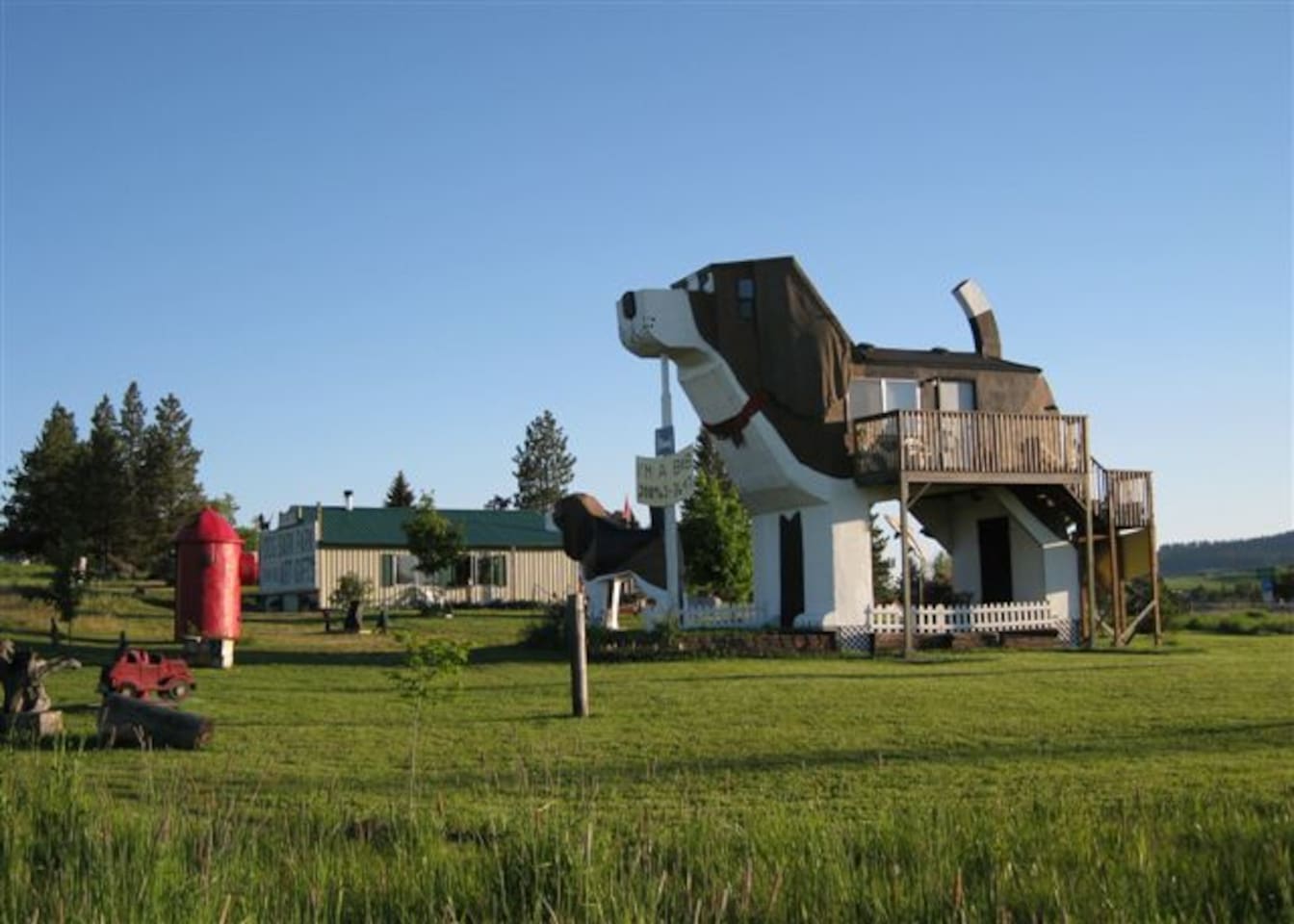 Expanded view of Dog Bark Park, including a giant red fire hydrant