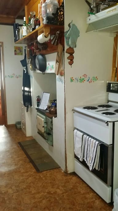 Large oven and antique wood stove