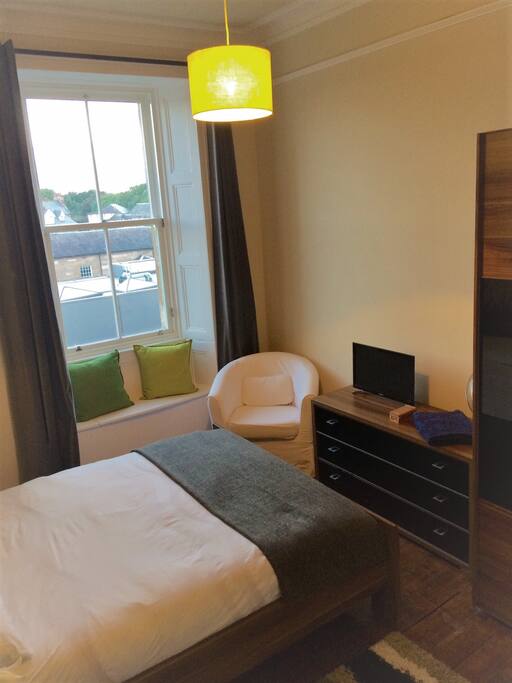 The bedroom has the advantage of being to the rear of the property with a lovely elevated view of the New Town.