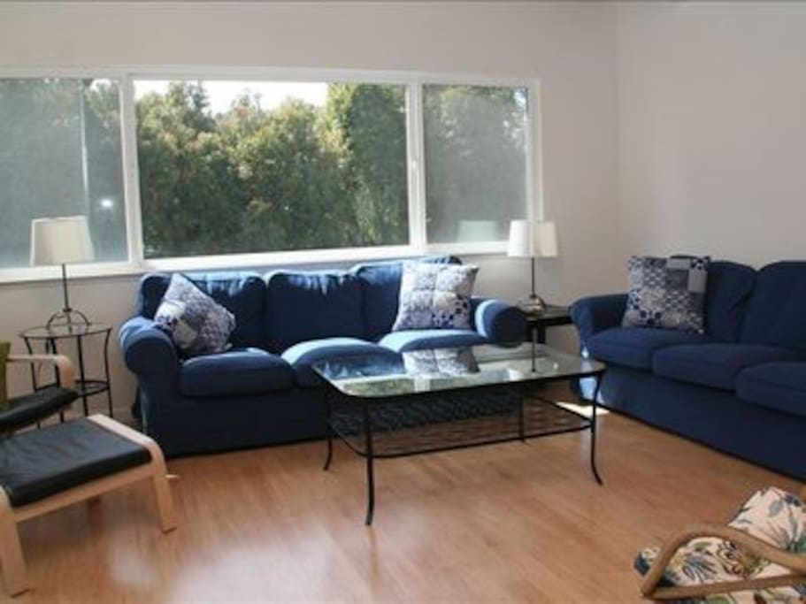 Lounge on our comfy couches and enjoy the view of the ocean