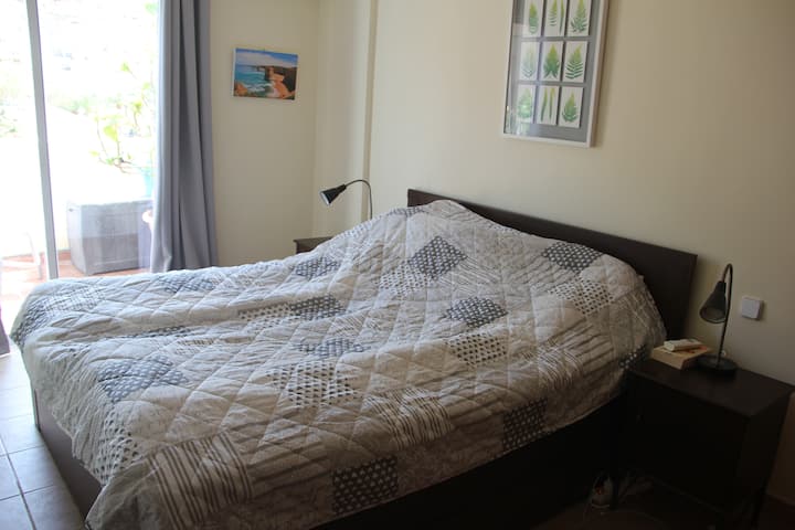 Брачен кревет (широк 160 см). Клима уред во собата. 