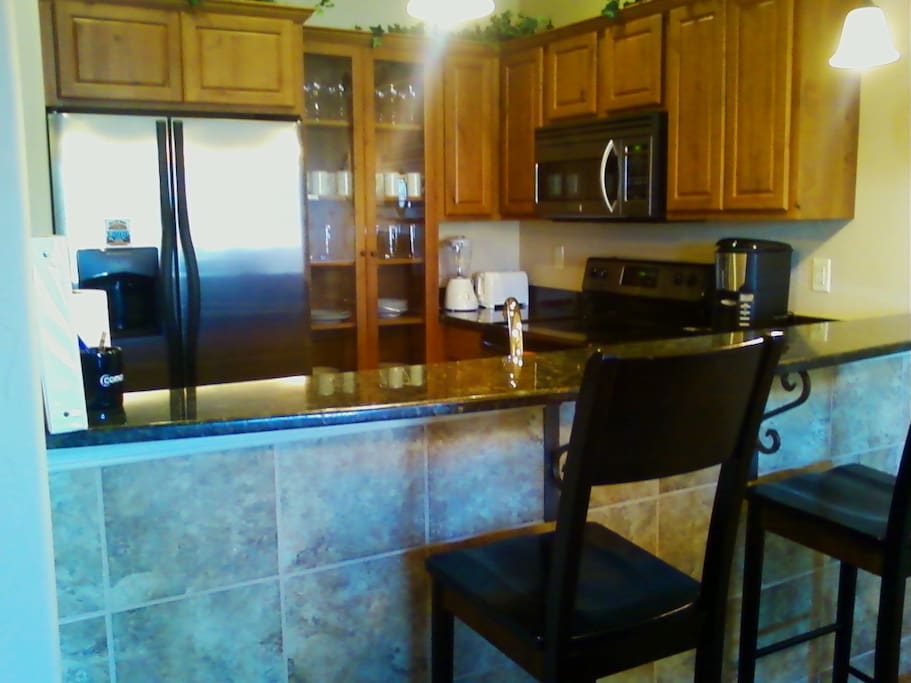 Kitchen with stainless steel appliances