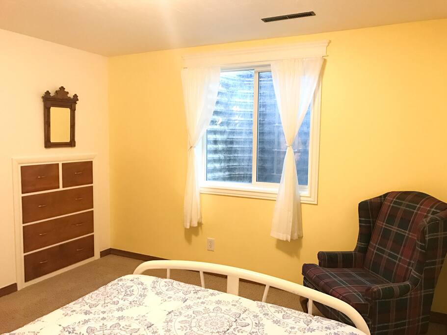 Cozy basement room with lots of natural light