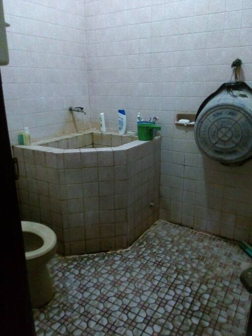 This is our shared bathroom, no shower there. But we have sit closet