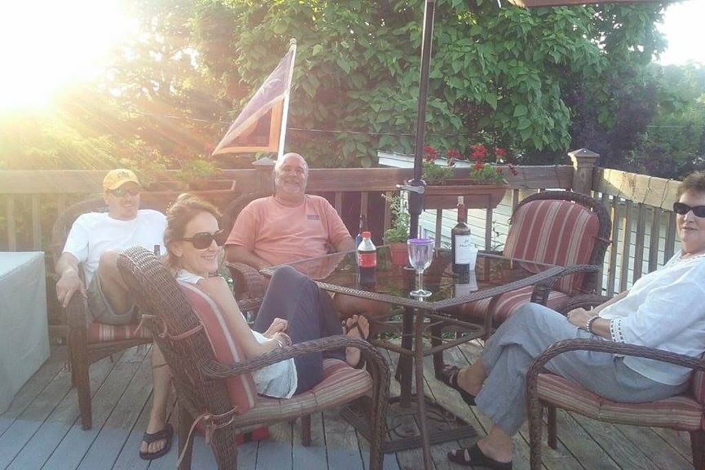 Folks enjoying the deck at the Inn