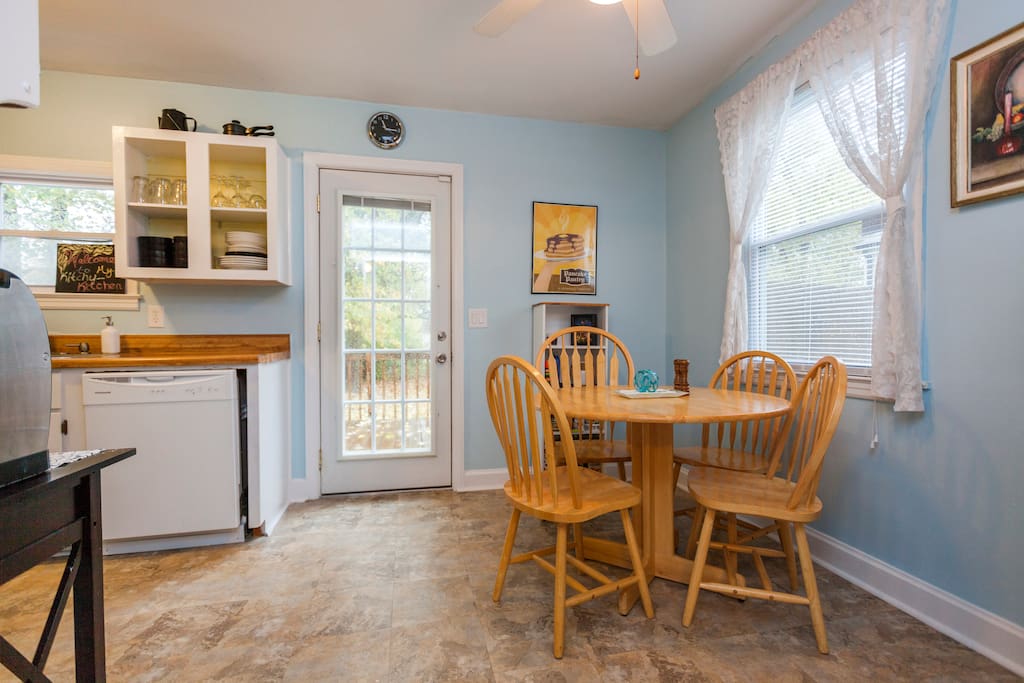 The kitchen table is a such a happy place to sit and enjoy a meal or some sunshine.
