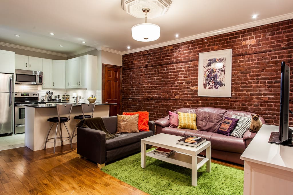The shared living room and kitchen
