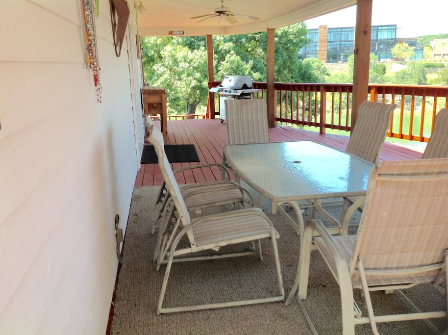 Have meals out on spacious deck, cooked on gas grille or charcoal grille (2 grilles to choose from)