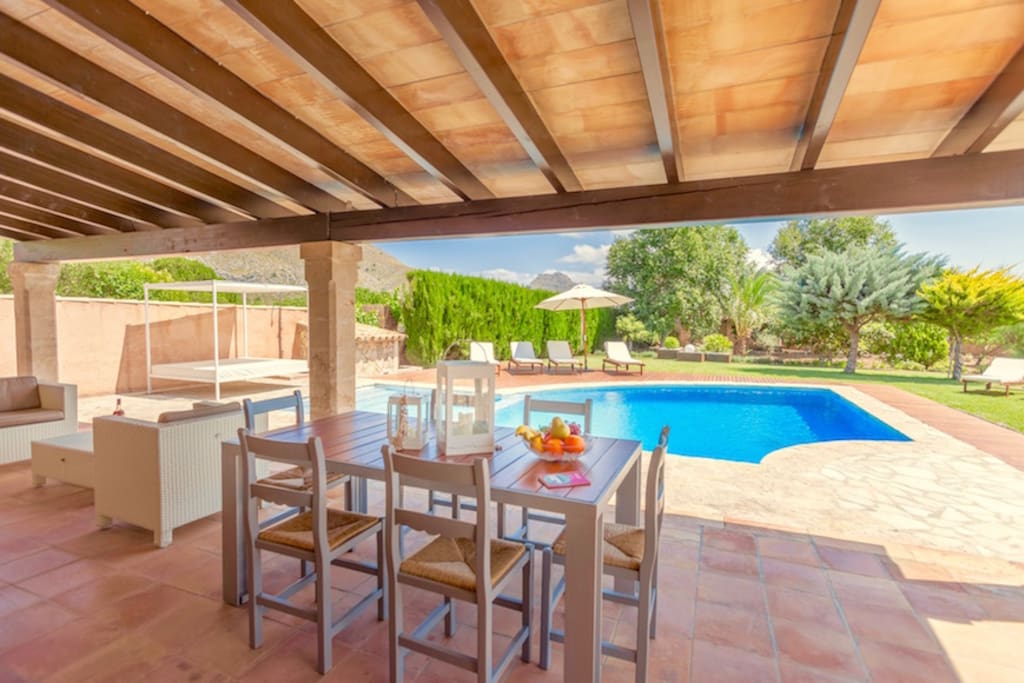 Shaded patio and private swimming pool