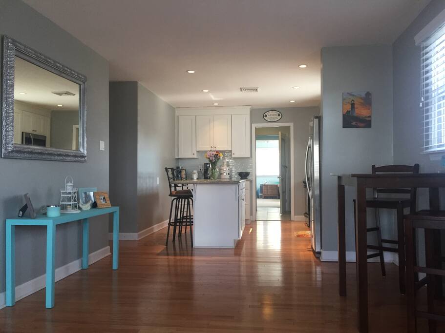 View from living room to kitchen