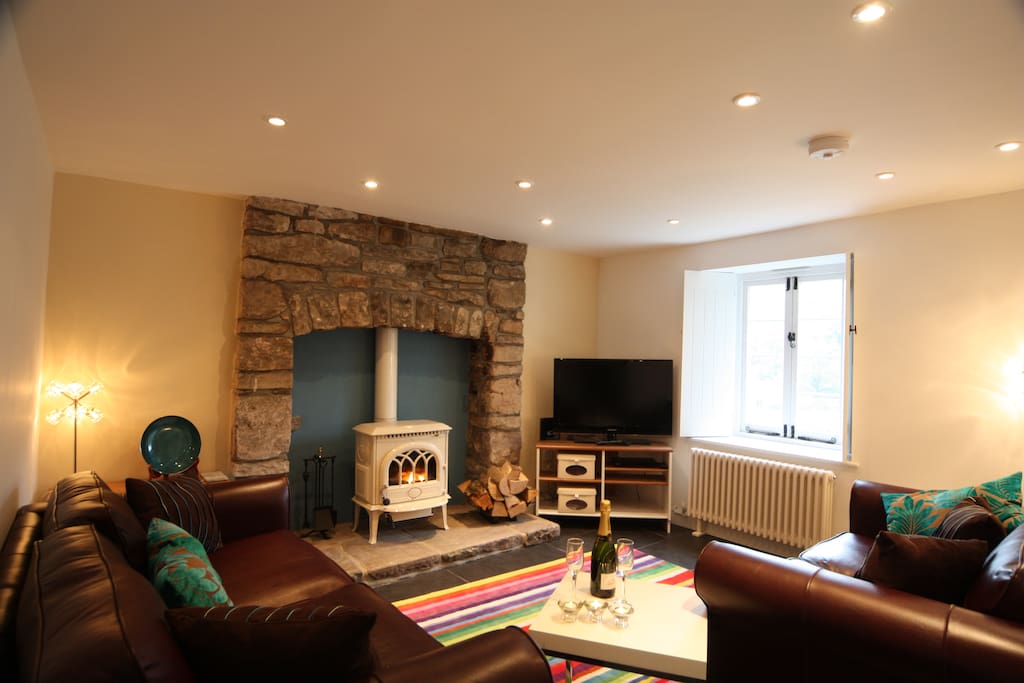 Sitting room with woodburner