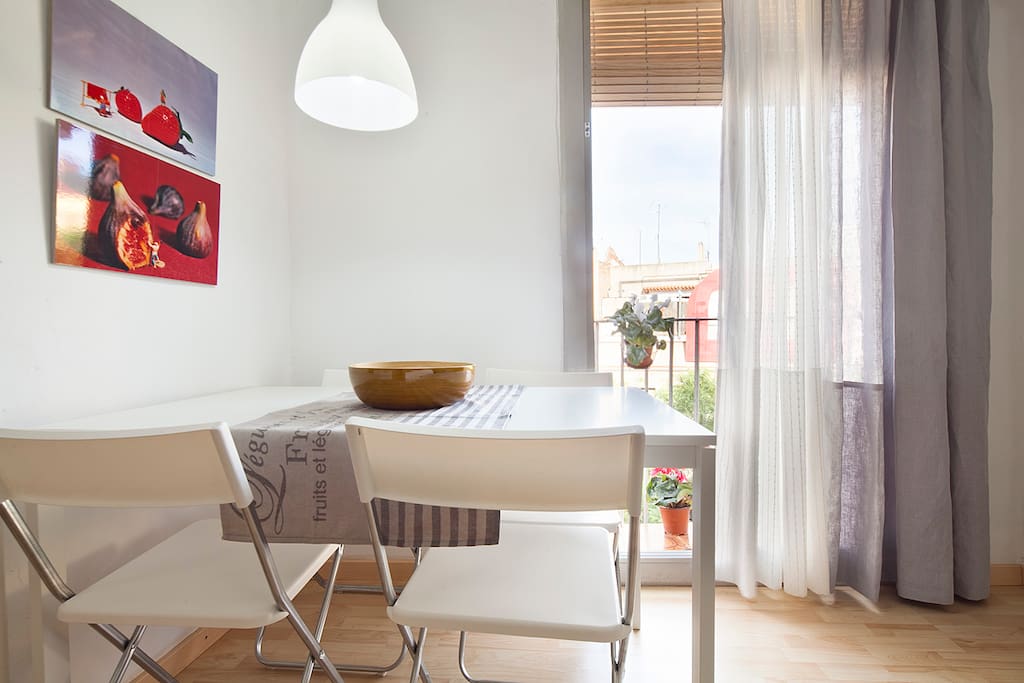Dining table and balcony