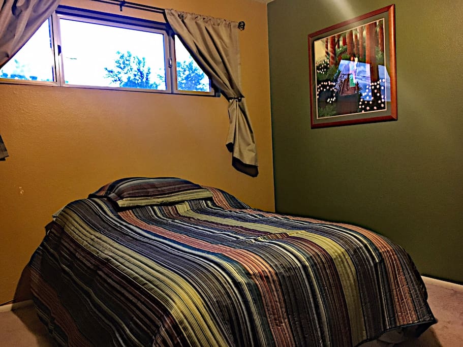 Bedroom with shades drawn