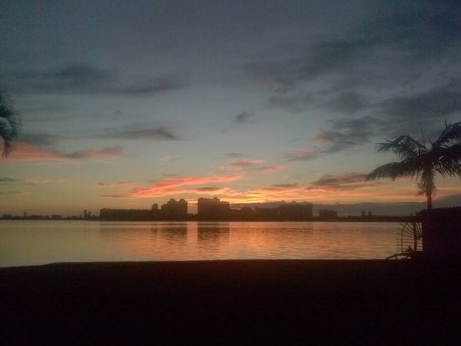 The view of the SUNSET from the front yard of the home