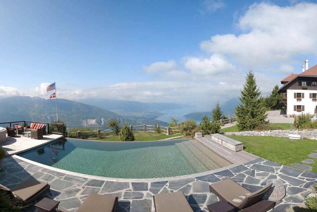 Pool overlooking lake