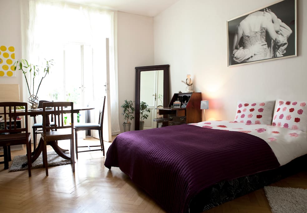 Bedroom with balcony is very cozy, spacious and has comfortable bed