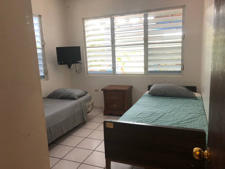 One bedroom with 2 single beds