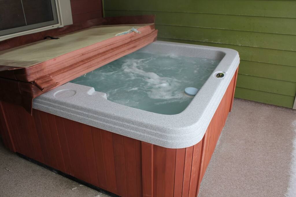 After a day on the hill, soothe your muscles in the private outdoor hot tub