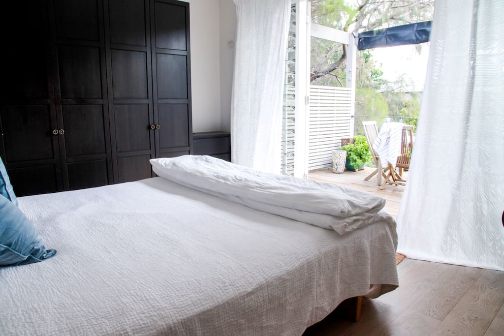 Generous storage and beautiful bedding