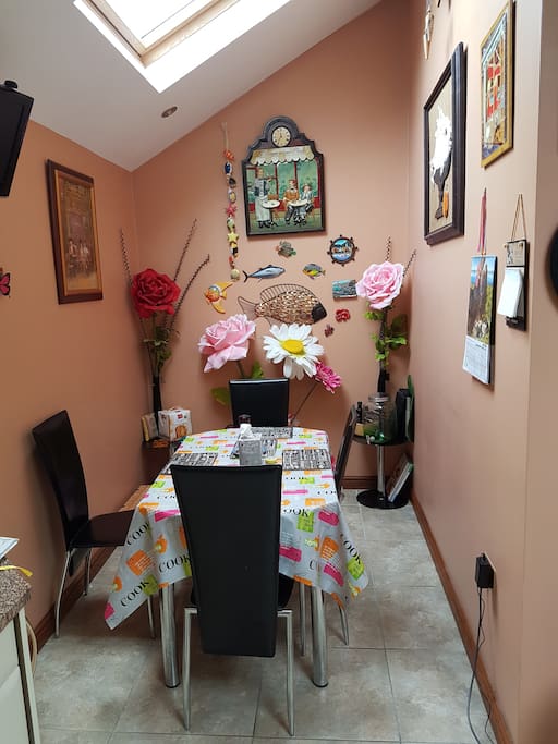 Dining table in the kitchen.