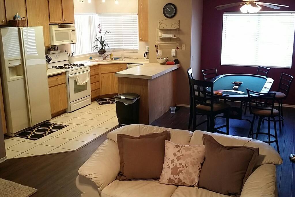 kitchen with keurig, coffee maker, coffee, fun poker table