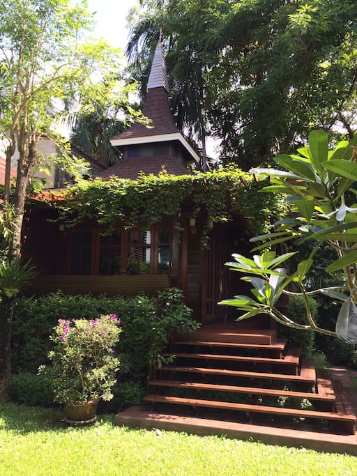 Thai wooden house in the garden