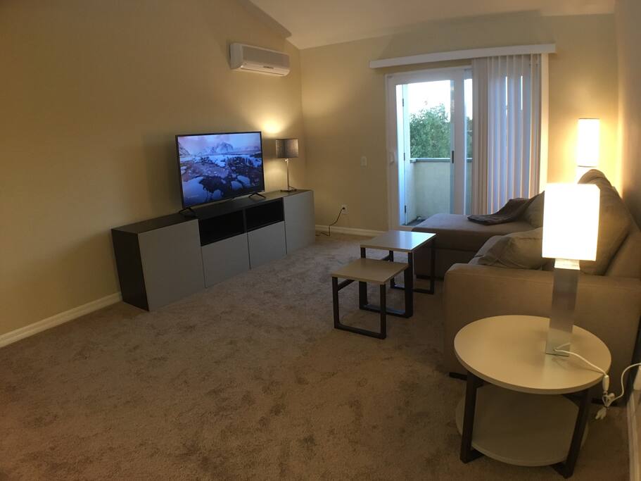 A view of the living room as seen when you first step into the condo.