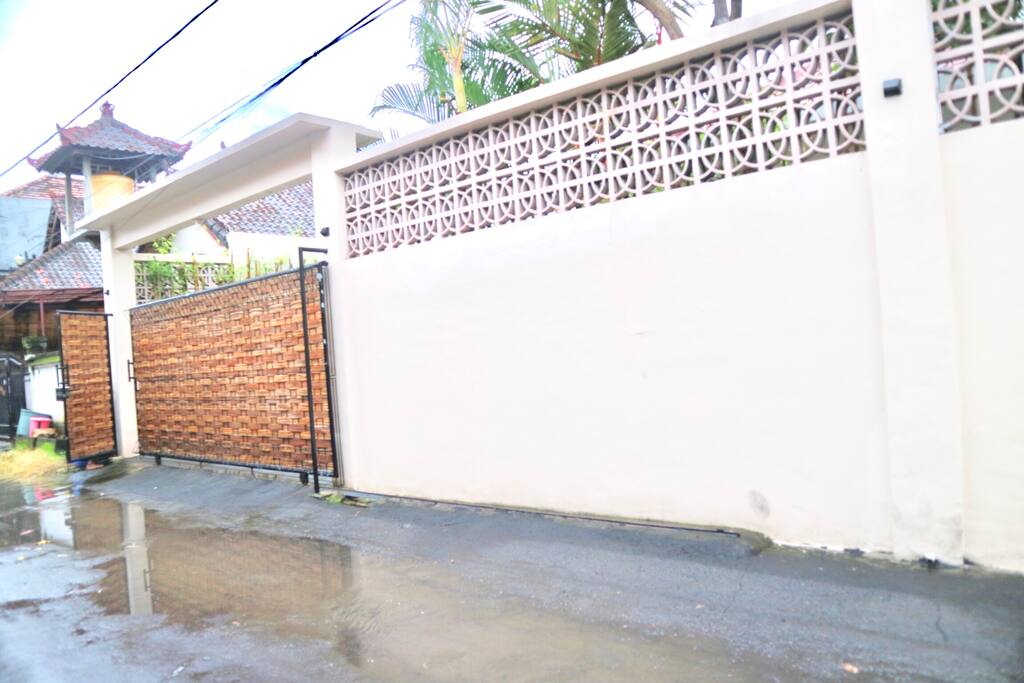 In front of the house