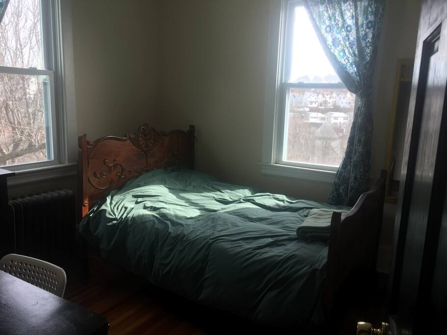 Sunny room, double bed with down comforter, great view
