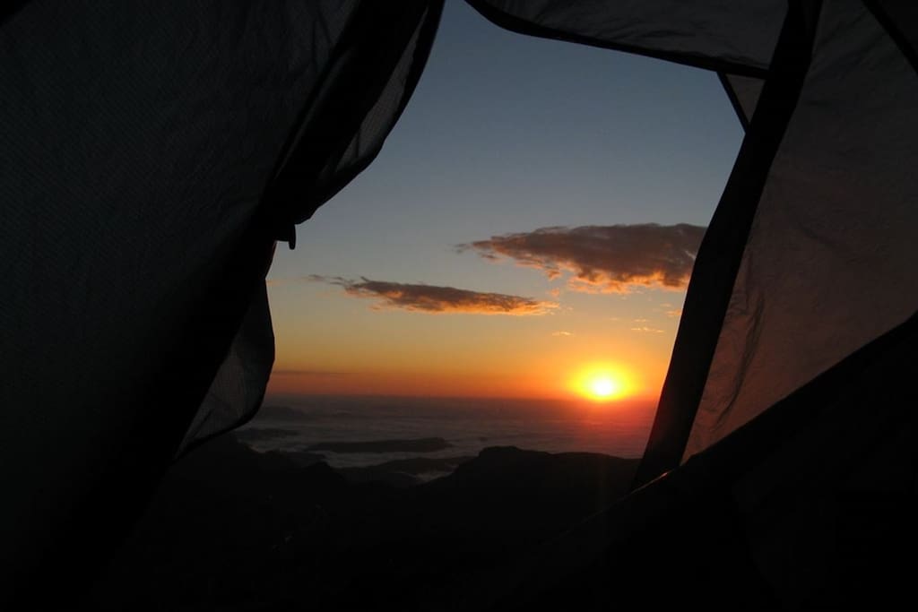 Look a beautiful Sunrice from a tent