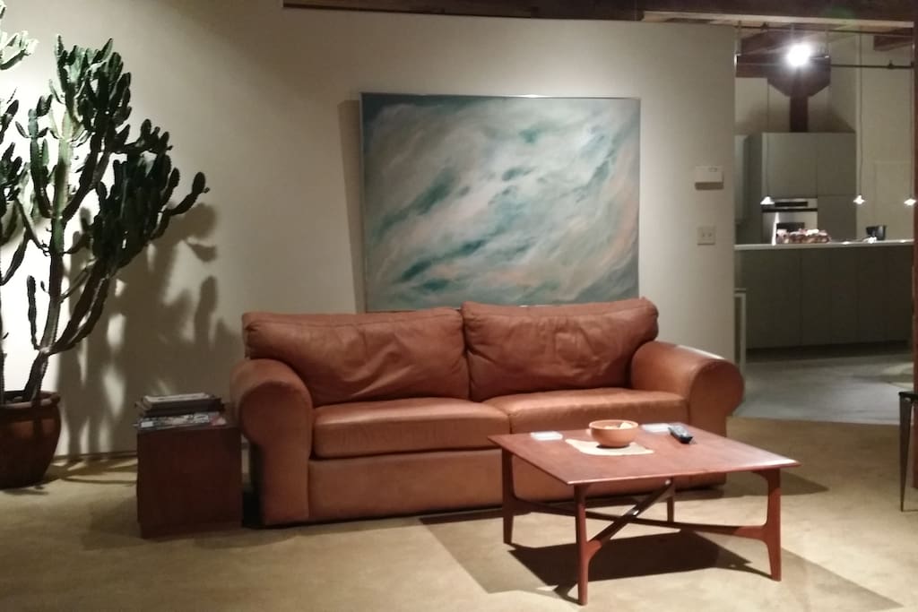 Art work and plants make for more than a sterile hotel room.
